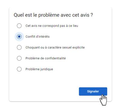 Signalement Avis Google