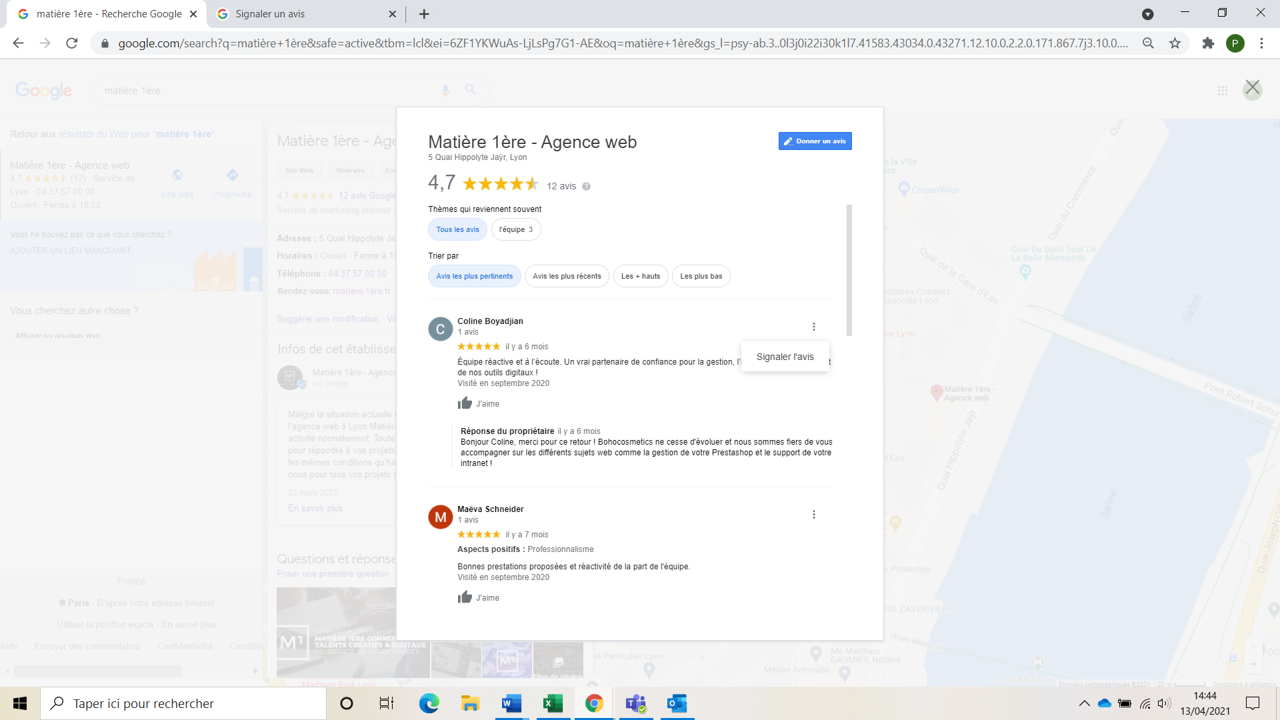 Signaler Avis Google